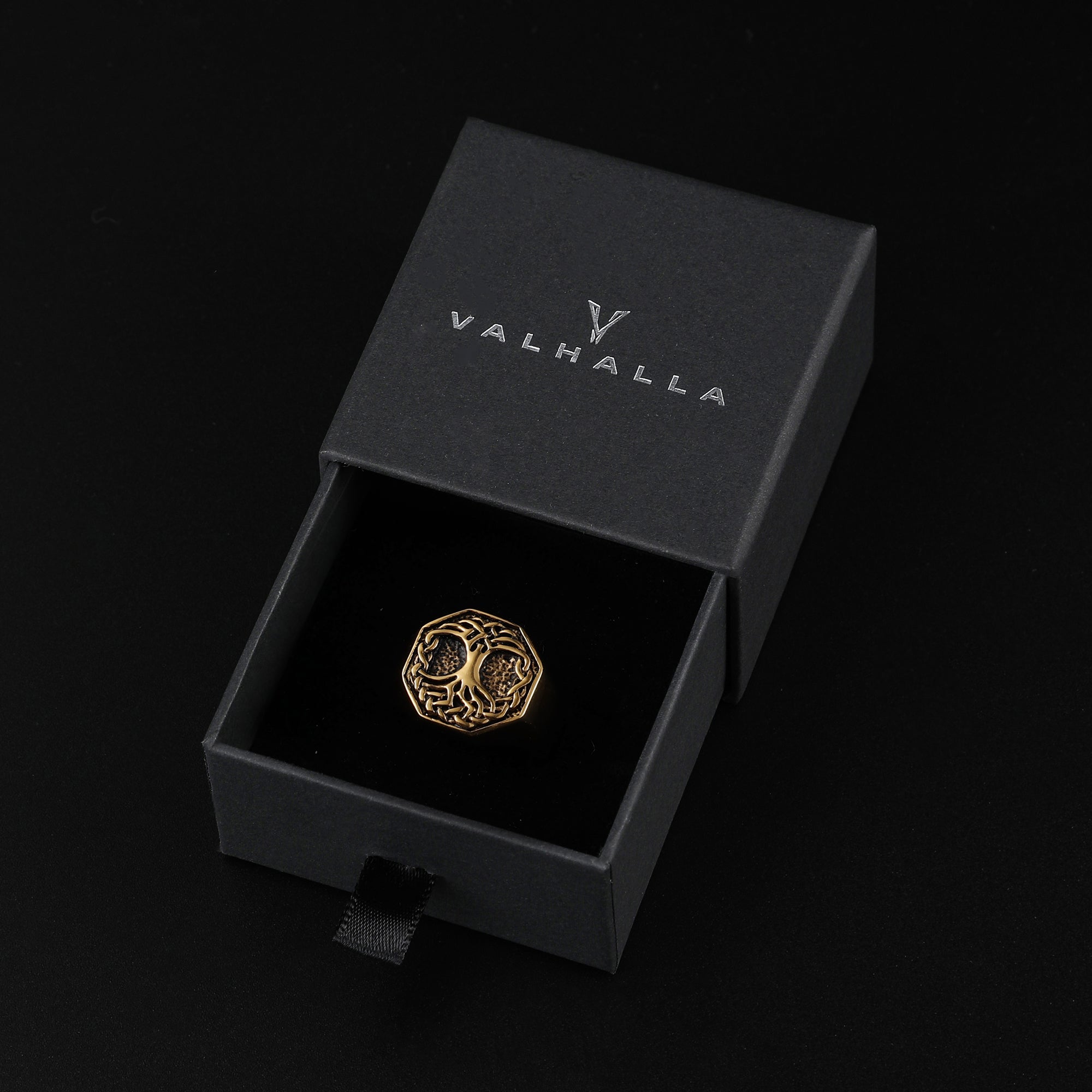 Gold Classic Tree of Life Stainless Steel Viking Ring – Valhalla Fallen