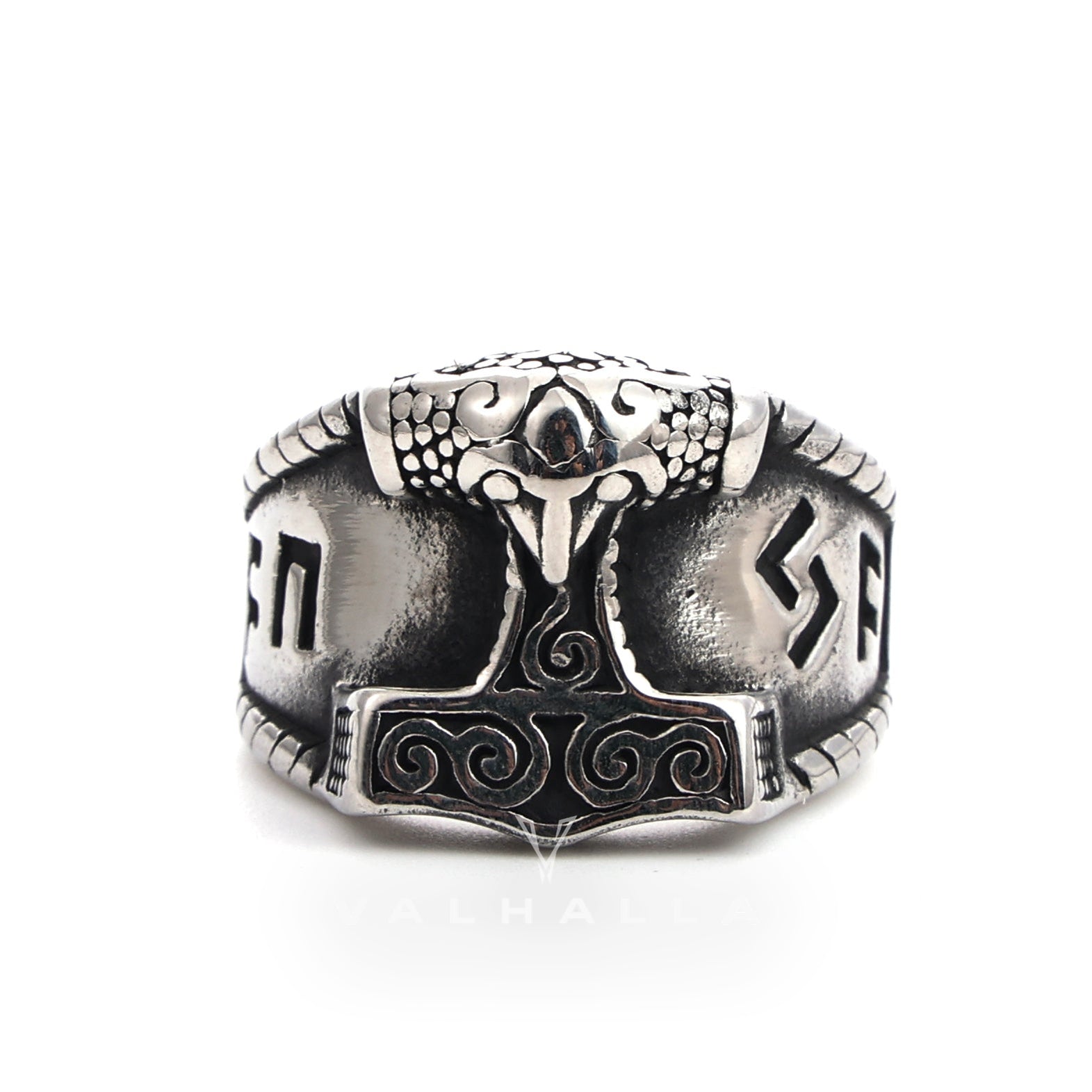 Thor's Hammer Rune Stainless Steel Viking Ring – Valhalla Fallen